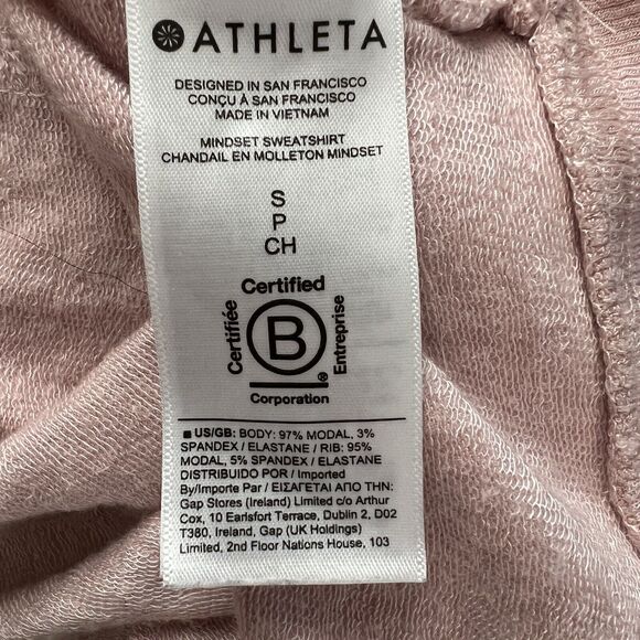 Athleta Shirt Womens Small Mindset Sweatshirt Pink Workout Commute Athleisure‎ - Picture 7 of 7